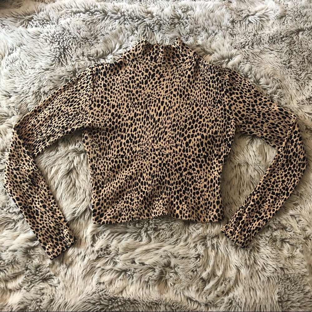 Brandy Melville Cheetah Print Long Sleeve Crop